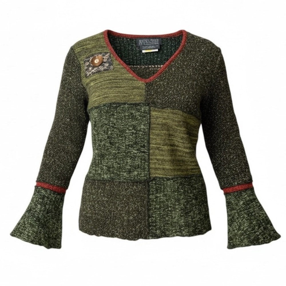 Patchwork Knit Top Sweater Cottagecore Fairy Boho Cabincore Handmade USA Large